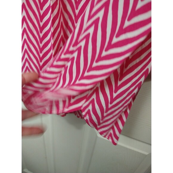 Stylus Woman L Blouse V Neck Pink White Chevron Pullover 3/4 Sleeves - Picture 8 of 10